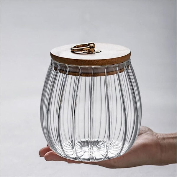750 ml Klar Glasburk med Lufttät Acacia Trälock för Kaffe, Te, Kryddor, Socker, Kakor, Nötter