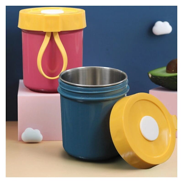 Yoghurtbehållare med lock, plastsoppskopp, bärbar frukostkopp, kök sovsal（röd hagtorn）
