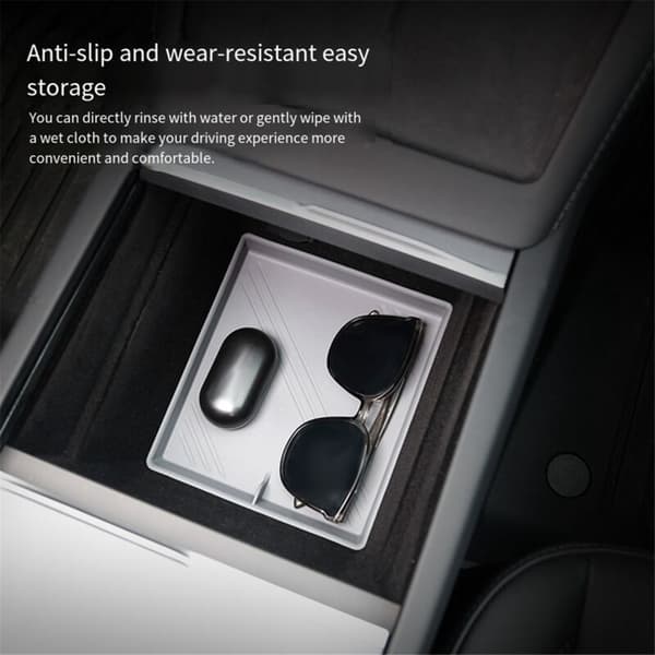 Til Model 3+ Ny Model 3 23-24 Central Control Silikone Pad Opbevaring Bil Interiør Tilbehør Sort