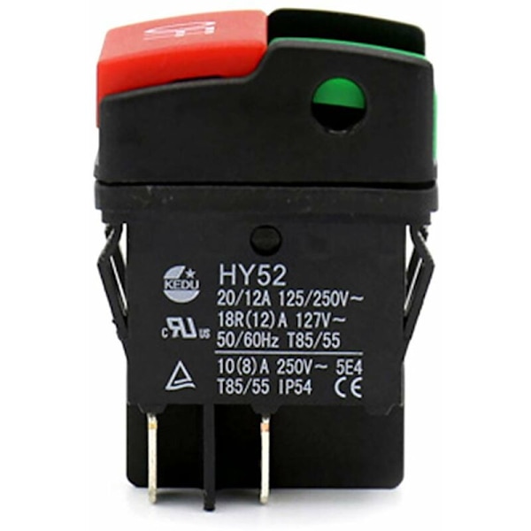 HY52 1 Pak Trykknapkontakt til Hjemmeapparater, Elektrisk Udstyr, Kraftværktøj 125/250V 20/12/10(8)A, HY52, 250.00V