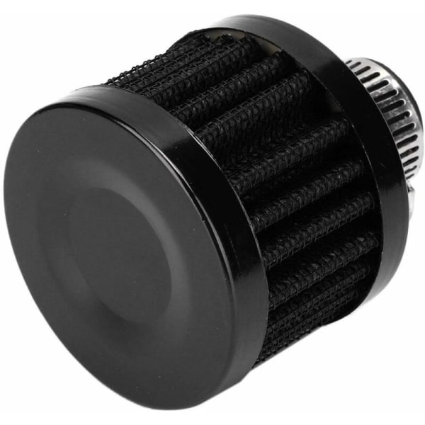 Autoluftfilter, 12 mm avluftningsfilter, 12 mm/0,8 tum innerdiameter Mini luftintagsfilter vevhusventilationsavluftning universellt biltillbehör (svart)