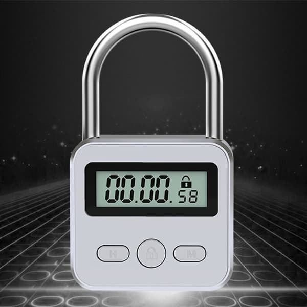 Metal Timer Lock Multifunktion LCD Display Elektronisk Tid 99 Timer Max USB Genopladelig Timer, Sølv