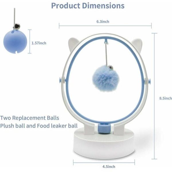 Interaktivt indendørs kattelegetøj, automatisk kinetisk sving, elektronisk kattelegetøj med fjer (blå)