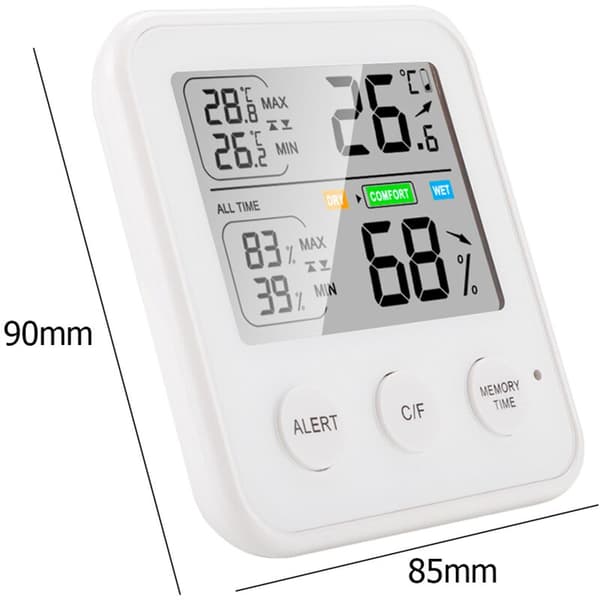 Digital termometer hygrometer inomhus väderstation vardagsrum sovrum mini termometer fuktighetsmätare - vit