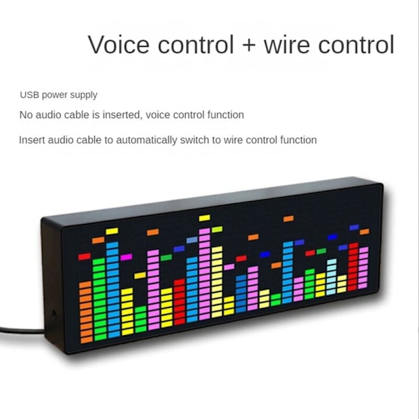 LED Fargemusikk Spektrum Elektronisk Rytmelys 1624RGB Atmosfærelampenivåindikator (Stemme + Trådkontroll)