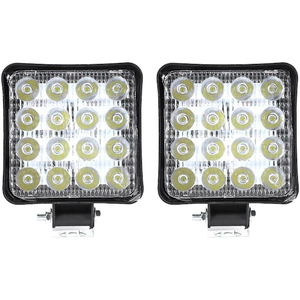 2 stk 48w 6000k LED Spot Beam Arbeidslys Lampe Traktor SUV Lastebil 4wd 12v 24v