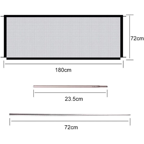 Hundesikkerhedsgitter, kæledyrshegn, kæledyrshegn, sammenklappelige kæledyrshegn til trapper Køkken Bærbar sammenklappelig installation overalt, sort (180x72cm), AAFGV