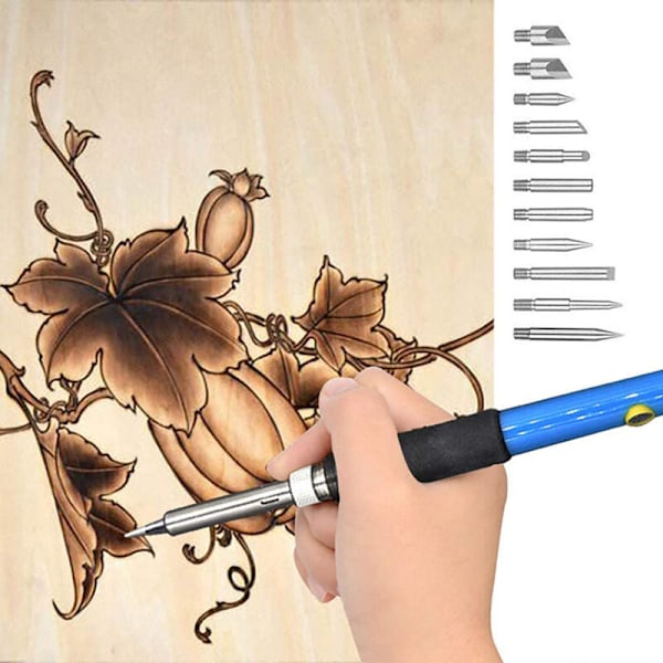 Träpyrografi-kit, gravyrverktygssats, 54 st träpyrografi-kit 60W justerbar temperatur för pyrografi lödning DIY och hantverk på trä Leat