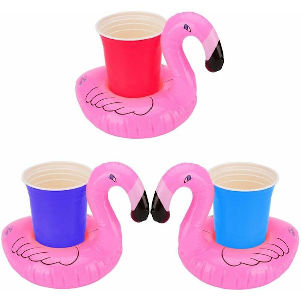 Uppblåsbara Dryckeshållare, 16-pack Flamingo Flytande Underlägg för Sommarpool och Roliga Badleksaker för Barn (16-pack)
