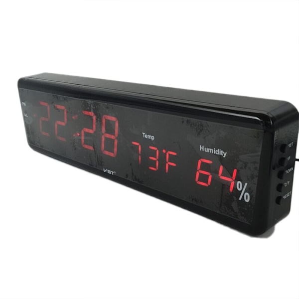 LED Digital Väggklocka Stor Skärm Elektronisk Sovrum med Termometer Hygrometer Skrivbordsklocka Bordsur Grön