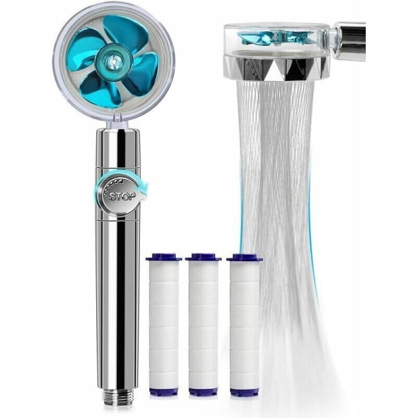 Bærbar propell dusjhode turbo dusjfilter booster dusj (gul)