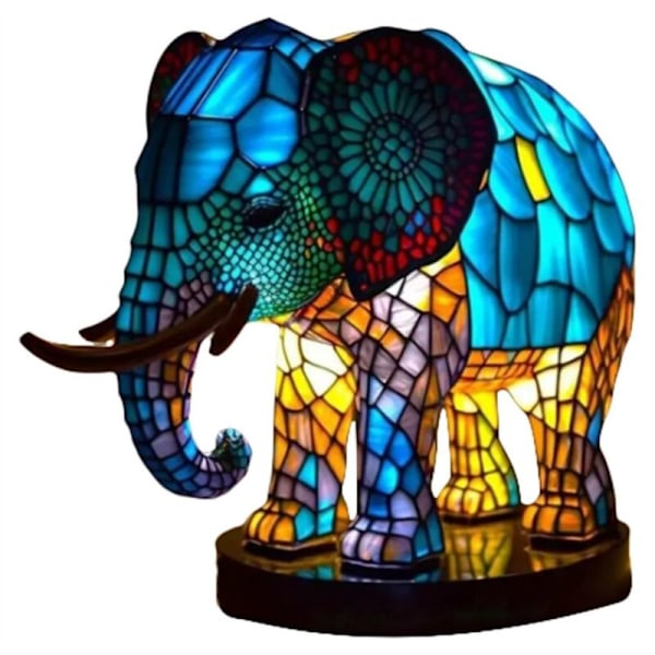 Djurbordlampa Resin Elefantlampa Färgad Skrivbordsnattlampa Bordssänglampa, 3D Djurfläck Nattlampa