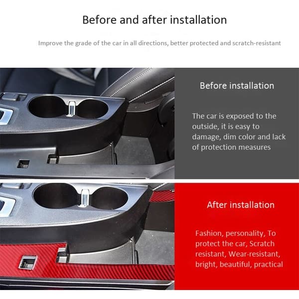 Til 2016-2020 Carbon Fiber Central Control Gear Shift Panel Dekor Cover Trim Sticker Tilbehør