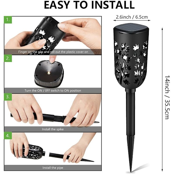 4-pack LED Solcellslampor för Utomhus med IP65 Vattentät, Dekorativ Solcellslampa för Utomhus, Trädgård, Gräsmatta, Utomhus Hängande Solcellslampor [Energiklass