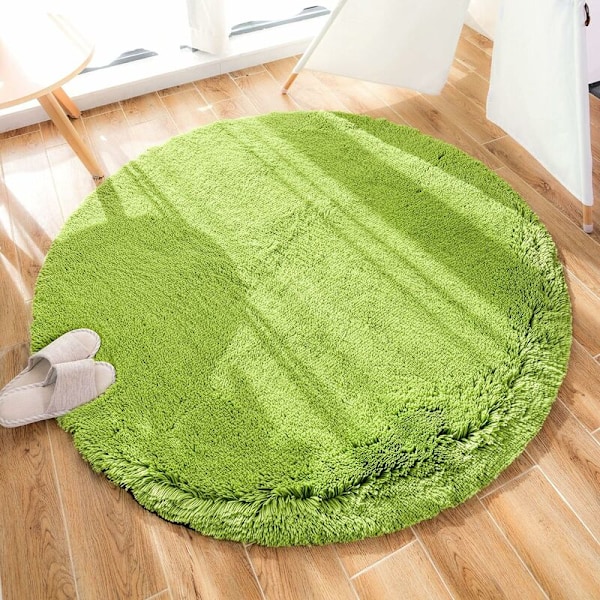 Modern vardagsrumsmatta, heminredning, supermjuk plysch runt sammets sovrumsmatta, mjuk och fluffig inomhusmatta (grön, 120 x 120 cm) -