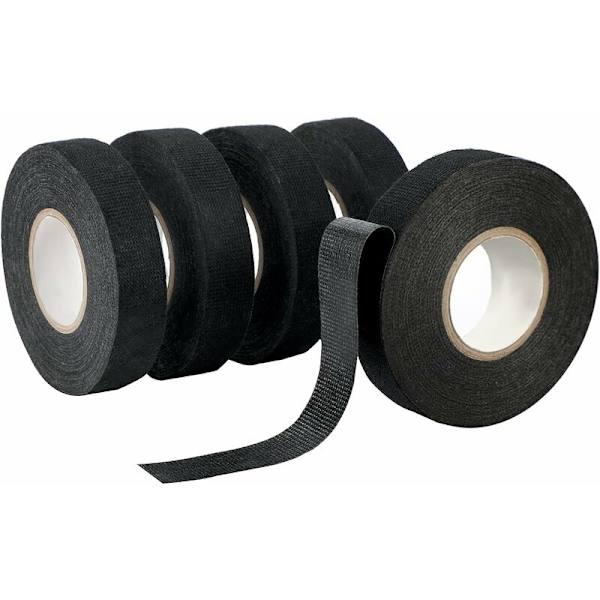 Rolls Fabric Tape, Varmeisolerende Tape til Indpakning, Bilkabler, Varmebestandig, Lydabsorberende (Sort)