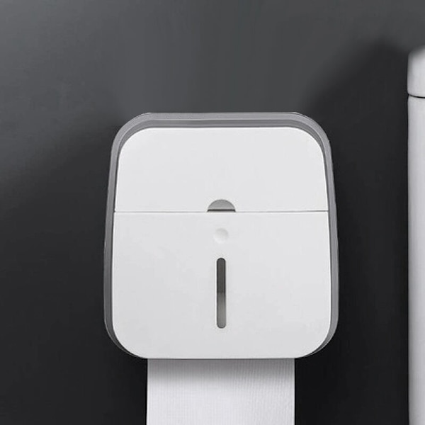 Dobbeltlags toiletpapirholder Vandtæt Punch-Free vægmonteret Tissue Box Hylder Badeværelse Produkt, Grå