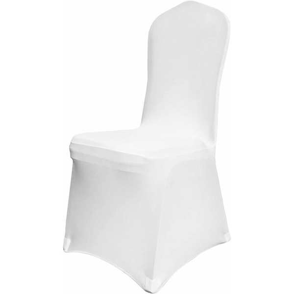 Bröllopsstolsöverdrag Bankettstolsöverdrag för stolar utan armstöd Polyester och Spandex Elastiskt Kvällsparty Festdekoration (10 st, Vit Allt ingår)