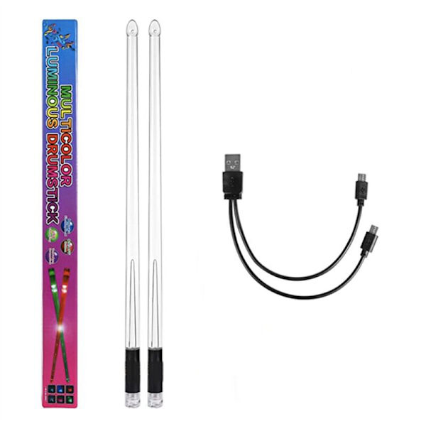 LED Trommestikker 15 Gradient Farver USB Genopladelig + Switch Elektroniske Trommestikker til Scenepræstationer