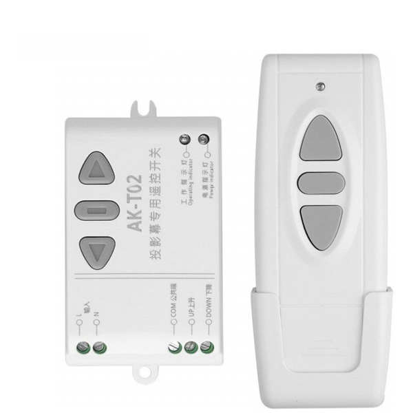 Fjärrkontroll för projektionsduk, AC85-250V Motor, Trådlös Switch, 433MHz, Upp, Ner, Stopp, Framåt, Bakåt, Stopp