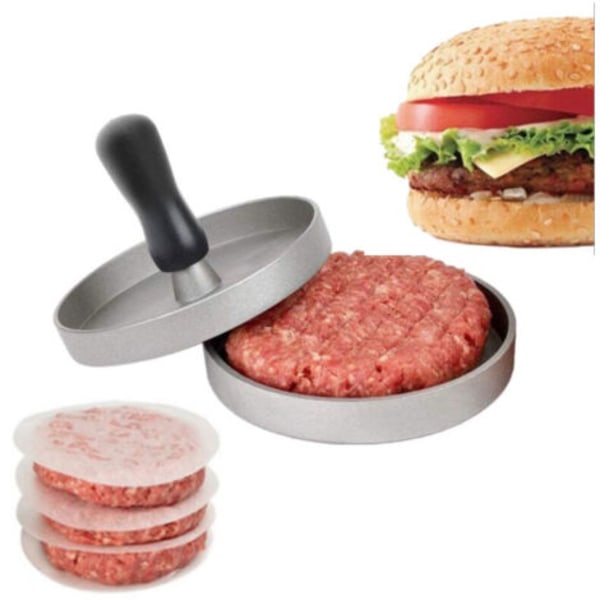 Kampanj hamburgerpress - 12 cm mald biffpress - hamburgare för tillagning av köttfärs - avtagbar botten - Grill grillpanna--