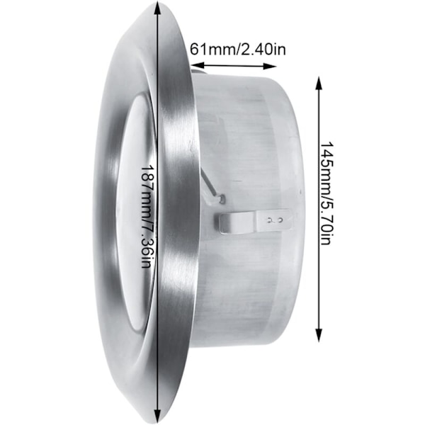 Justerbar Rund Luftudluftning Væghængt Sølv Justerbar Loftventilation Rustfrit Stål Rund Ventilationskanal (100 mm)