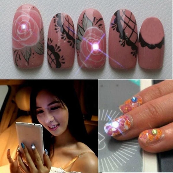 5 stk. NFC Flash Nail Sticker LED Bare Chip Smart Nail Lamp Forbedring, Grønt Lys