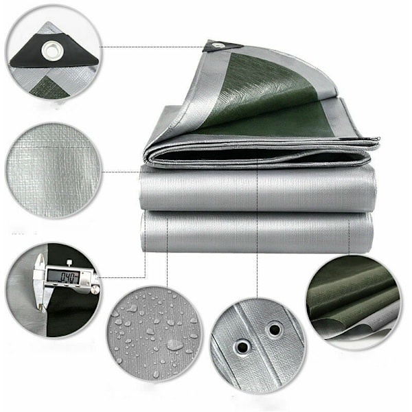 Skyddande presen med öljetter, vattentät och UV-beständig presenning, stark PE-presenning, utomhus & inomhus skyddspresenning, 160 g/m², 3M×4