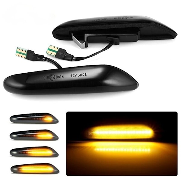 2 st rökfärgade dynamiska LED-blinkers med flytande blinkers för MW E46 E90 E91 E92 E93 E60