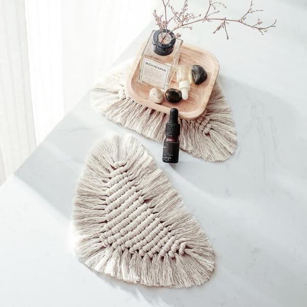 2 st Macrame-dukar för matbord - Bomullsduk för bohemisk bröllopsmiddag, köksdekoration