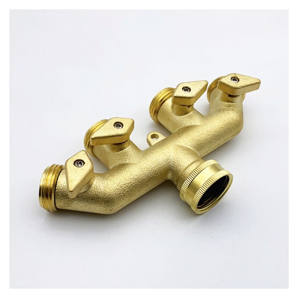Slangefordeler (4-vejs), Messing Have Slange Adapter Firevejs Splitter Adapter Kugleventil Tap Hane Slangekobling