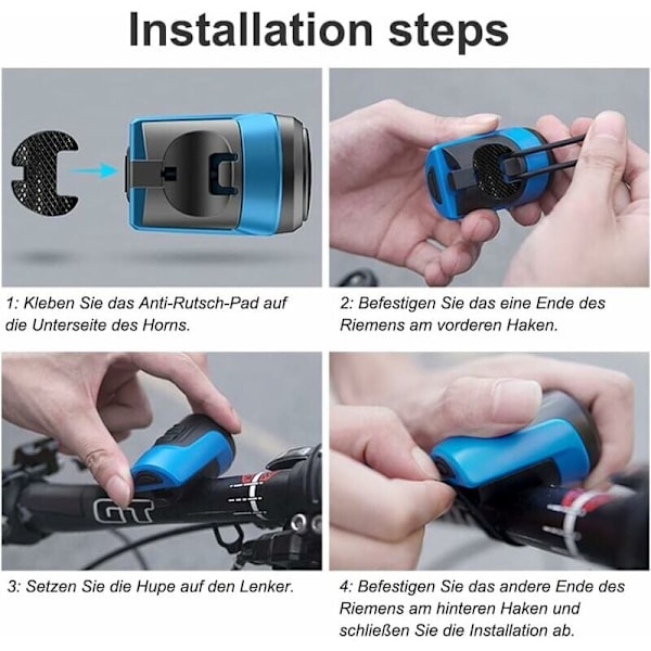 Sähköpyörän kello, kova elektroninen pyörän äänitorvi, 4 äänimoodia, USB-ladattava akku, vedenpitävä summeri（musta keltainen）