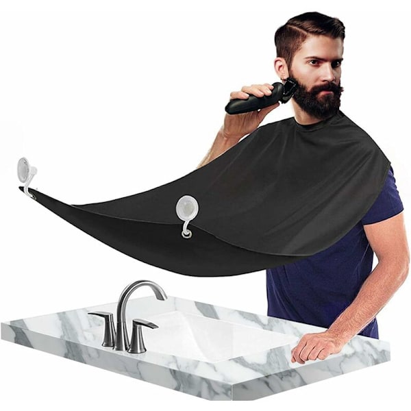 Skäggklippningsförkläde med 2 sugkoppar Perfekt present till män 110x70cm-