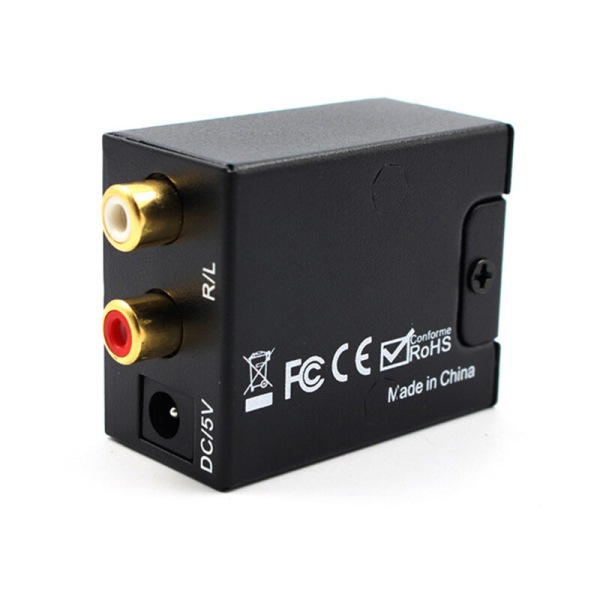 Digital optisk koaksial Toslink til RCA L/R 3,5 mm analog lydkonverteradapter