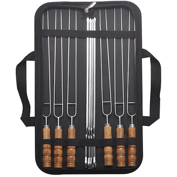 10 stk Grillspyd i Rustfritt Stål Grillspyd Flatt Stekespyd Grillspyd Grillutstyr