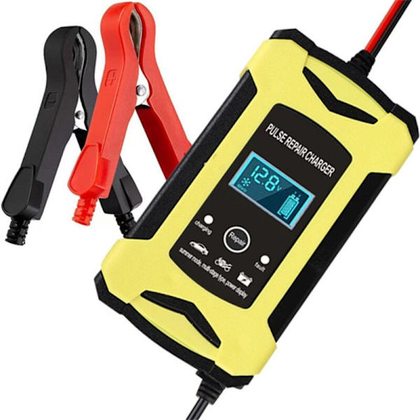 12V 6A 220V Automatisk batteriladdare för bil, motorcykel, lastbil, intelligent pulsladdning, våt/torr blysyra gel EU