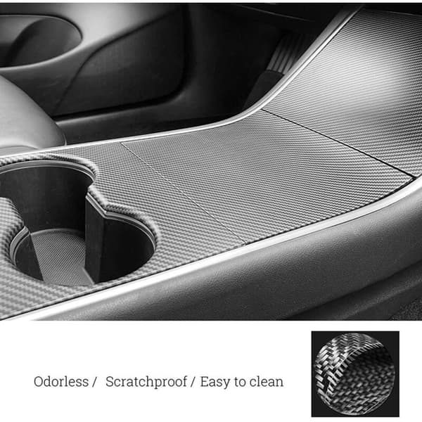 For Model 3 Fiber Interiør Senterkonsoll Wrap Dekor Kit for 2019-2022 Tilbehør
