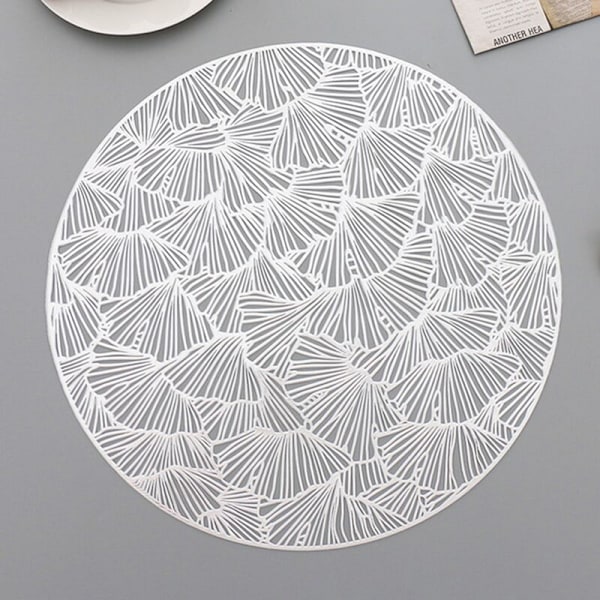 4 kpl pyöreät pöytäliinat Ravintola Ontto PVC-koristelu Dining Mat Anti-Hot Dining Table Mat Steak Plate Mat - Kulta
