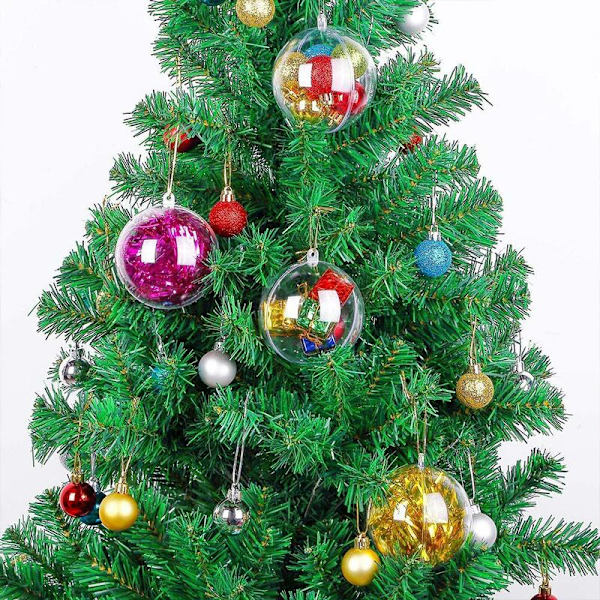 10 st DIY ihåliga bollar julgransprydnad bollar påfyllningsbara plastbollar för festdekoration (10 cm)