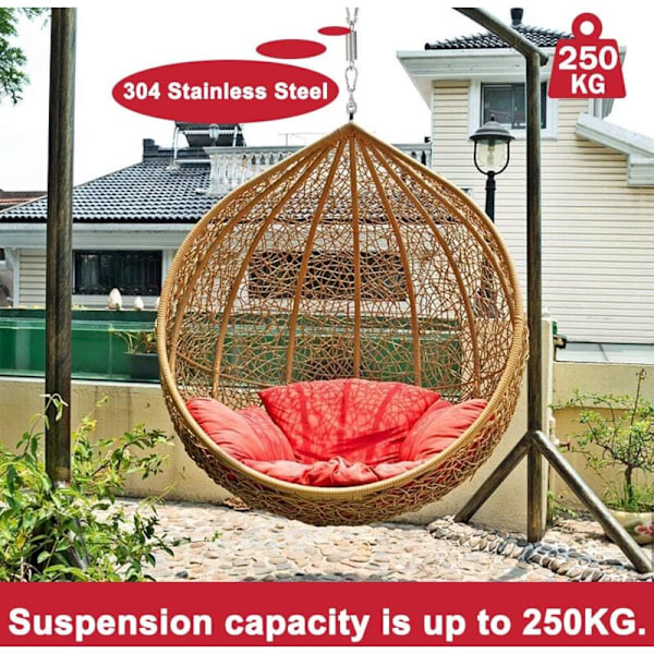 Upphängningsfjäder, Takkrok Stålfjäder Hängmatta Hängset med 2 Karabiner & 360 Svingbar krok, Fjäderhängande Stol Svingkrok för Strandväska