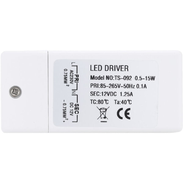 Ingång: 85-265V utgång: DC 12V 1.25A DC 15W, LED-lamptransformatordrivrutinomvandlare drivrutin konstant spänningsströmförsörjning