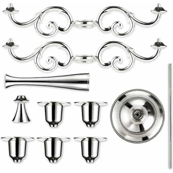 Sølv Candelabra Lysestake 5-Arm Lysestaker 27cm Høy Representerer Spisslys for Midtstykker Bursdagsfest Bryllup Spisebord Chris