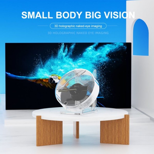 3D Fan Hologram Projektor Desktop LED Skilt Holografisk Lampe Afspiller Fjernbetjening Display Support Billeder og Video