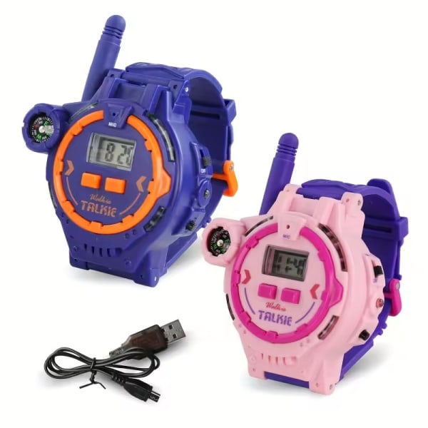 2 delar uppladdningsbar walkie talkie Tvåvägsradio barnleksak med ficklampa