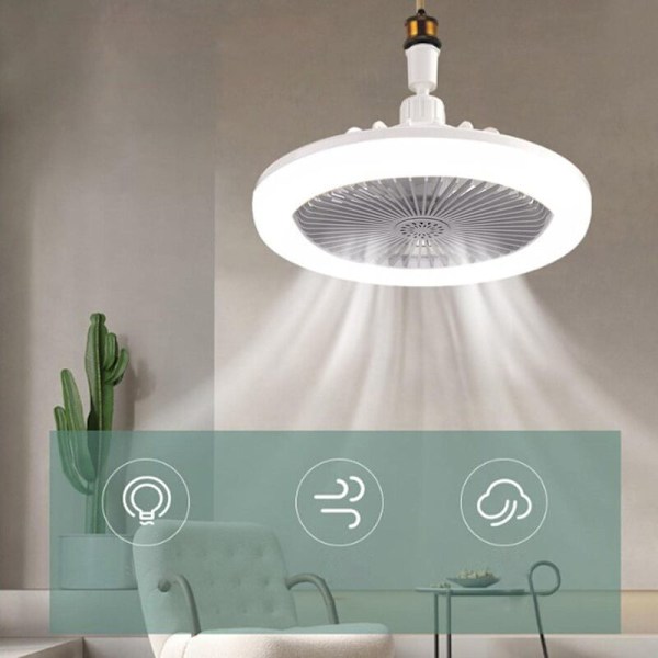 Loftventilator med lys, 25 cm loftventilator med aromaterapi-tabletter, 3 hastigheder, lysindstillingsmulighed - Grå