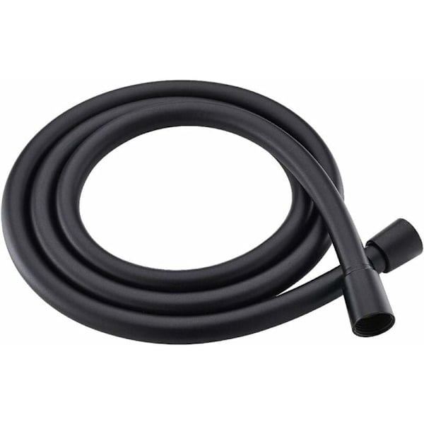 1,5 m / 2 m glatt dusjslange i PVC, svart, høytrykks eksplosjonssikker slange, anti-kink og lekkasjesikker, passer til alle dusjhoder. (2 m)