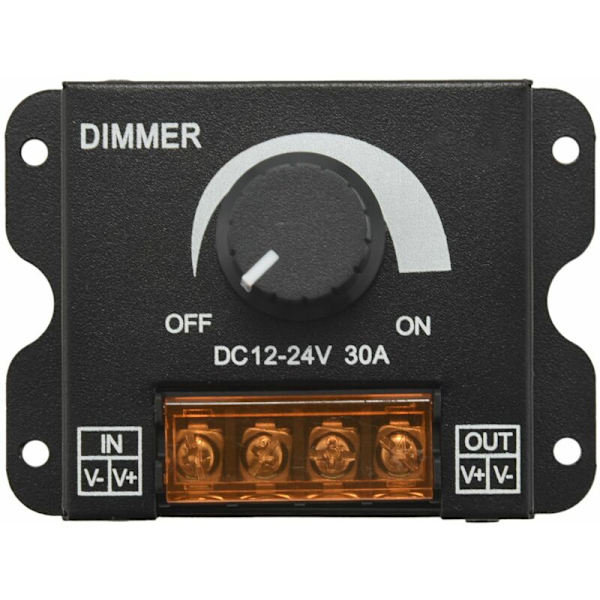 LED-ljusjusterare DC 12-24V 30A / Ingen stroboskop med knappströmbrytare LED-ljusramp Dimmerbrytare