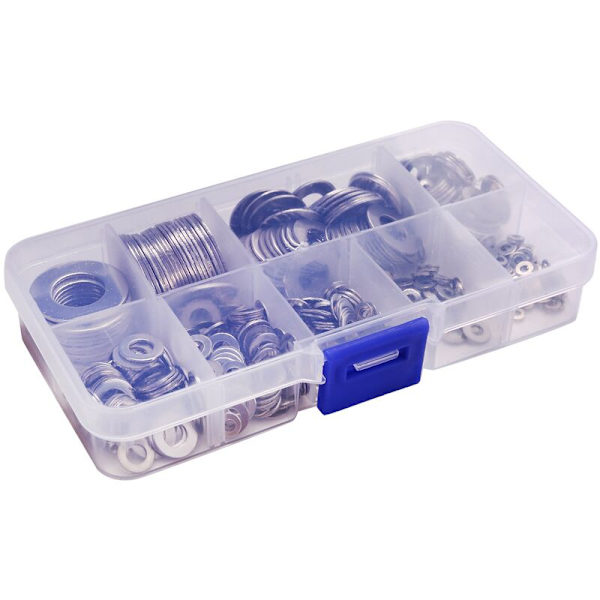 Rostfria platta brickor, 580 st, 9 storlekar - M2 M2.5 M3 M6 M8 M10 M12