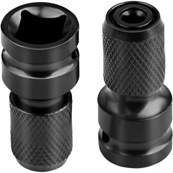 Impact Socket Skrutrekker Bit, Socket Adaptere 1/2\" Kvadrat til 1/4\" Heksagonal, for Impact Ratchet Nøkkel og Skrutrekker Bit Holder Socket - 2 Stykker