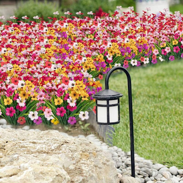 Konstgjorda Blommor Utomhus, 6 Pack Färgfasta Konstgjorda Blommor Plastväxter för Trädgård Veranda Fönster Dekoration (Blandade Färger)-
